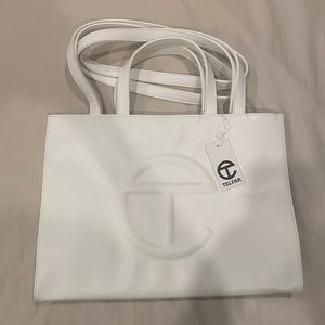 Telfar white medium shopping tote bag